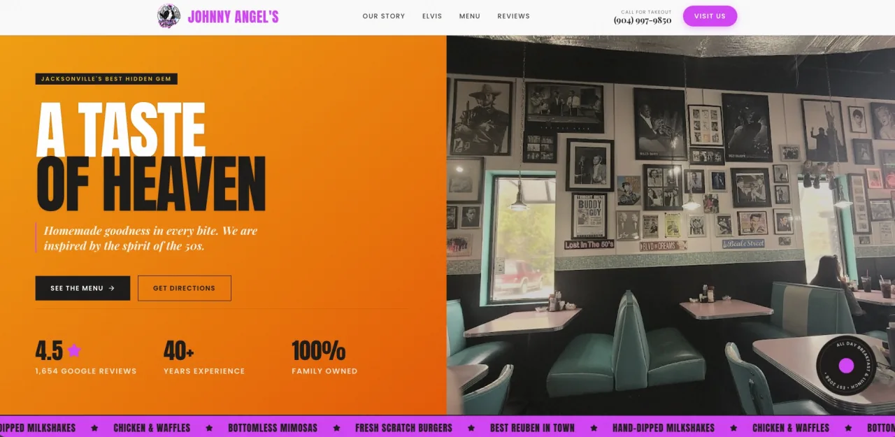 Redizajnovaný web retro reštaurácie