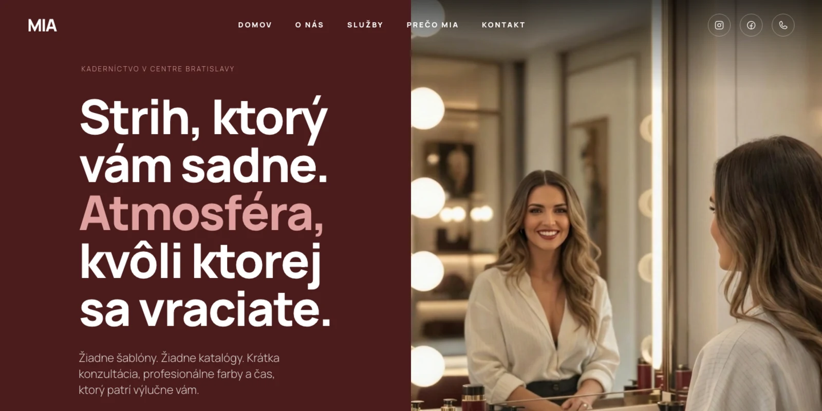 Vzorový web Kaderníctvo Mia