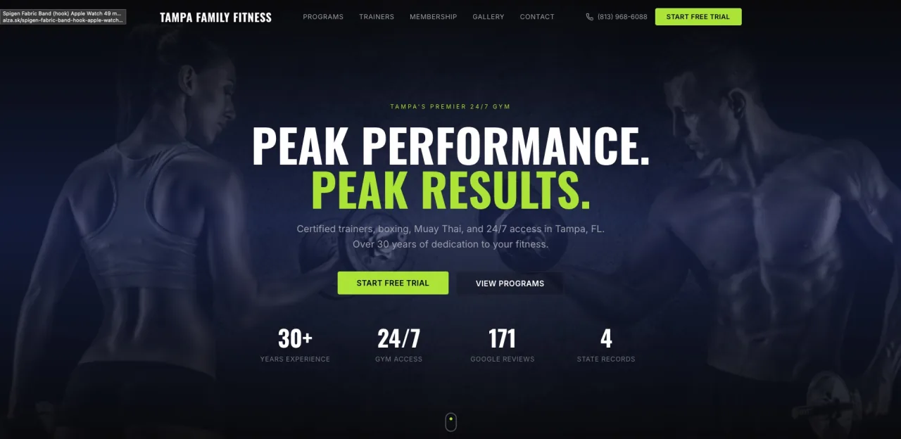 Redizajnovaný web fitness centra